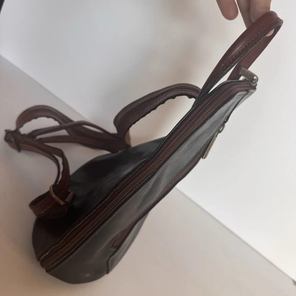 Italian Genuine Leather Top Handle Backpack Purse Brown Shoulder Bag Handbag